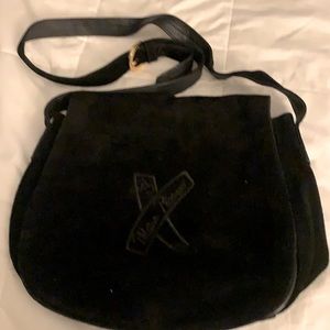 Paloma Picasso black suede shoulder  bag